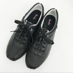 Keds Black Leather Shoes Size 9.5 Euro 40.5